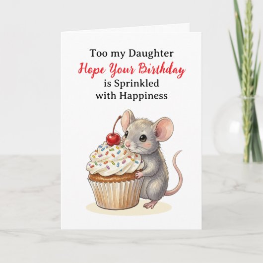 Happy Birthday Daughter | Cute Mouse Karte (Vorderseite)