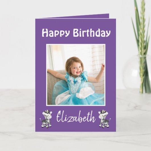 Happy Birthday Daughter Foto Lila Feiertagskarte (Vorderseite)