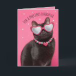 Happy Birthday Daughter Funny Kitty Cat Feiertagskarte<br><div class="desc">Diese coole Katze mit einer extravaganten Halskette und einer herzförmigen Sonnenbrille,  die auf rosa Untergrund fotografiert wurde,  ist ein guter Weg,  Ihnen einen guten Geburtstag zu wünschen!</div>