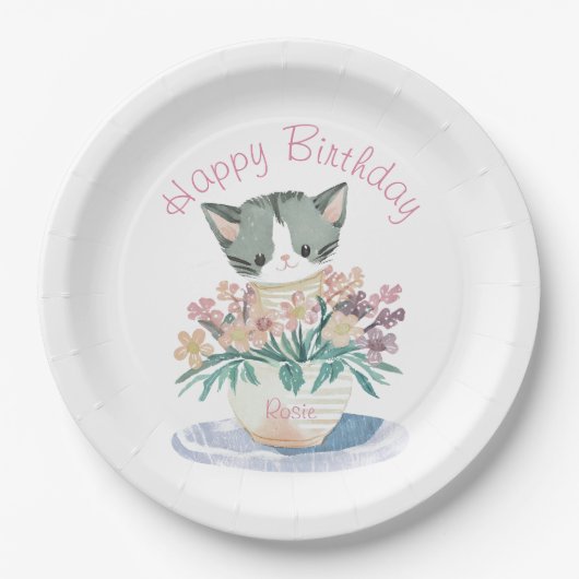 Happy Birthday Daughter | Niedlicher Kittname Pappteller (Vorderseite)