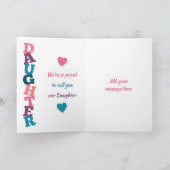 Happy Birthday Daughter rosa und blaues Foto Karte (Innenseite)