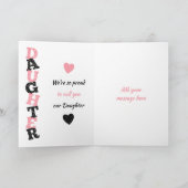 Happy Birthday Daughter rosa und schwarzes Foto Karte (Innenseite)