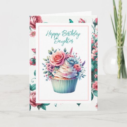 Happy Birthday Daughter | Shabby Chic Floral Karte (Vorderseite)