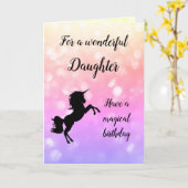 Happy Birthday Daughter Unicorn Design Karte (Gelbe Blume)
