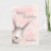 Happy Birthday Daughter Watercolor Bunny Rabbit Karte (Vorderseite)