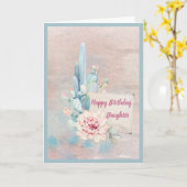 Happy Birthday Daughter Watercolor Cactus Karte (Gelbe Blume)