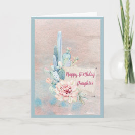 Happy Birthday Daughter Watercolor Cactus Karte