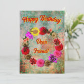Happy Birthday Dear Friend Birthday Card Einladung (Stehend Vorderseite)