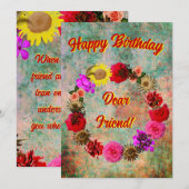 Happy Birthday Dear Friend Birthday Card Einladung (Vorne/Hinten)