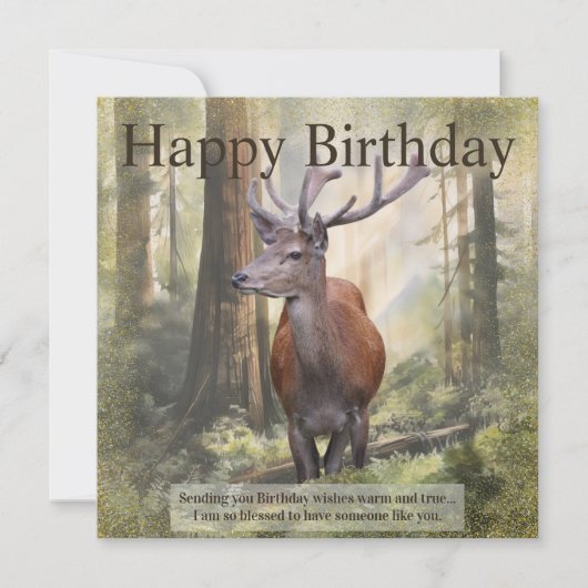Happy Birthday Deer Feiertagskarte (Vorderseite)