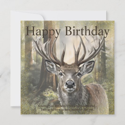 Happy Birthday Deer Feiertagskarte (Vorderseite)