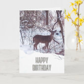 Happy Birthday Deer Foto Nature Card Karte (Gelbe Blume)