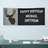 Happy Birthday Deer Junting Men's Buck Antlers Banner (Messe)