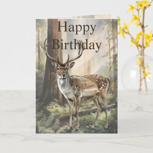 Happy Birthday Deer Karte (Gelbe Blume)