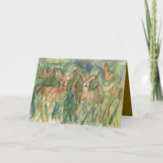 Happy Birthday Deer Wildlife Trees Watercolor Karte