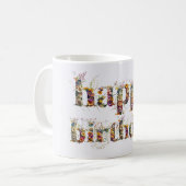 Happy Birthday dekorative Texte getrocknete wilde Kaffeetasse (Vorderseite Links)