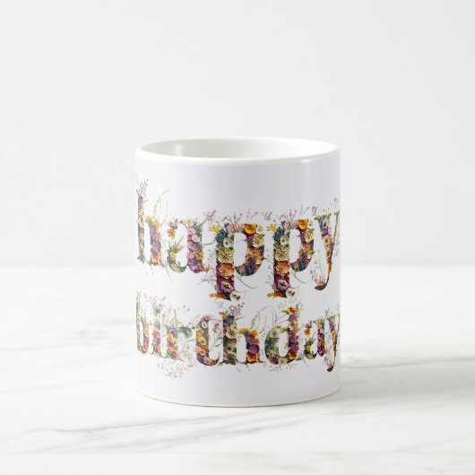 Happy Birthday dekorative Texte getrocknete wilde Kaffeetasse (Mittel)