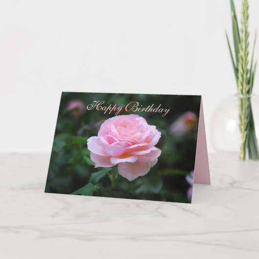 Happy Birthday Delicate Rosa Rose Karte (Vorderseite)