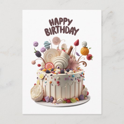 Happy Birthday Delightful Birthday Cake Postkarte (Vorderseite)