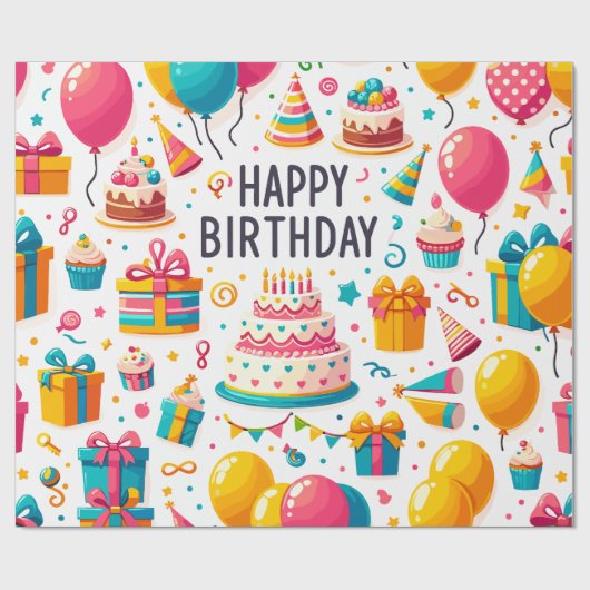 Happy Birthday Design 1 Geschenkpapier (Flach)