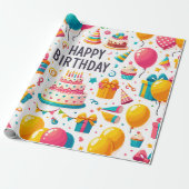 Happy Birthday Design 1 Geschenkpapier (Ungerollt)