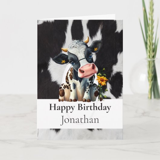 HAPPY BIRTHDAY DIARY COW HIDE CARD KARTE (Vorderseite)