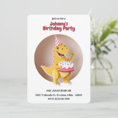 Happy Birthday Dino Einladung (Stehend Vorderseite)