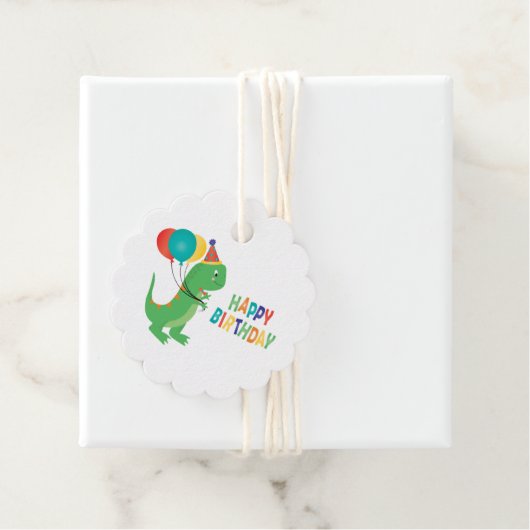 Happy Birthday Dinosaur Balloons Geschenkanhänger (Beispiel)