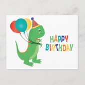 Happy Birthday Dinosaur Balloons Postkarte (Vorderseite)
