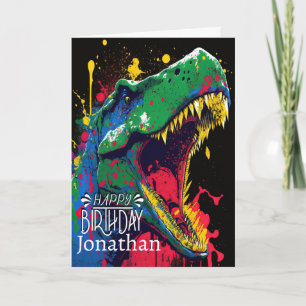 Happy Birthday Dinosaur Blue Dino Card Karte