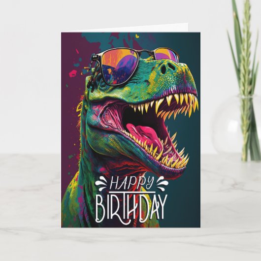 Happy Birthday Dinosaur Cool Jurassic Karte (Vorderseite)