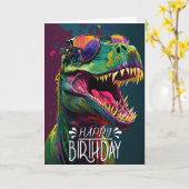 Happy Birthday Dinosaur Cool Jurassic Karte (Gelbe Blume)