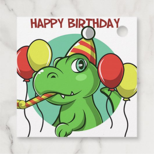 Happy Birthday Dinosaur Geschenkanhänger (Rückseite)