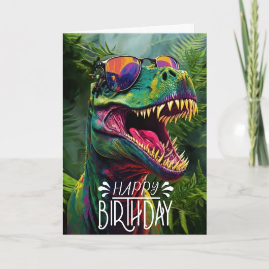 Happy Birthday Dinosaur Jungle Cool Jurassic Karte (Vorderseite)