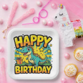 Happy Birthday Dinosaur Pappteller (Party)