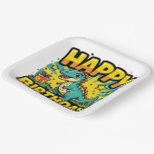 Happy Birthday Dinosaur Pappteller (Gewinkelt)