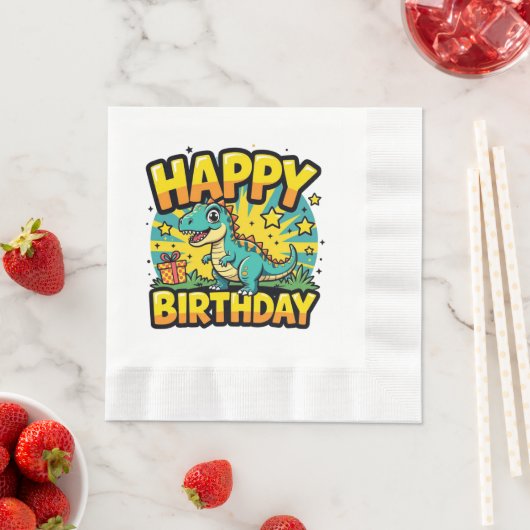 Happy Birthday Dinosaur Serviette (Beispiel)