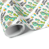 Happy Birthday Dinosaurier Geschenkpapier (Rolleneckpunkt)