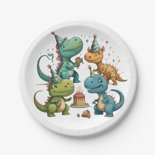 Happy Birthday Dinosaurier Paper Plate Pappteller (Vorderseite)