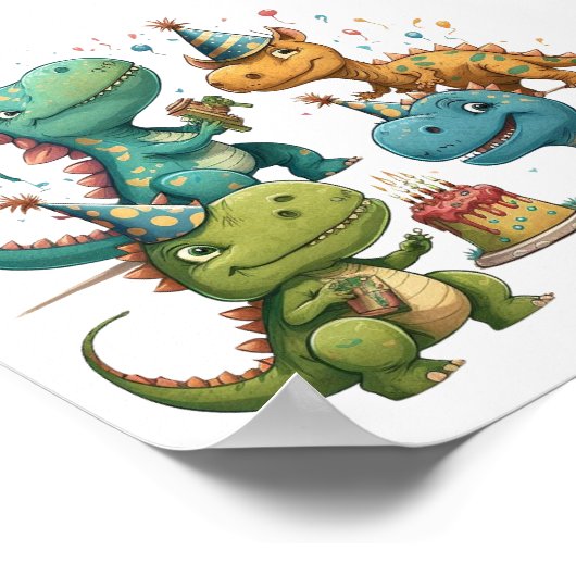 Happy Birthday Dinosaurier Poster (Ecke)