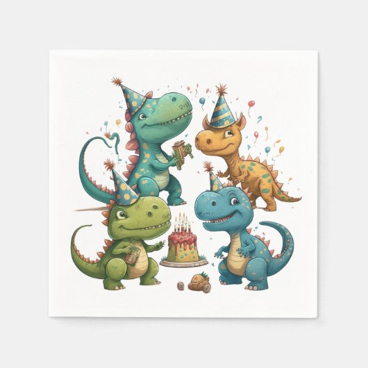 Happy Birthday Dinosaurier Serviette (Vorderseite)