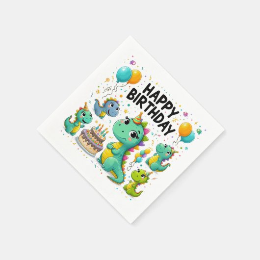 Happy Birthday Dinosaurier Serviette (Ecke)