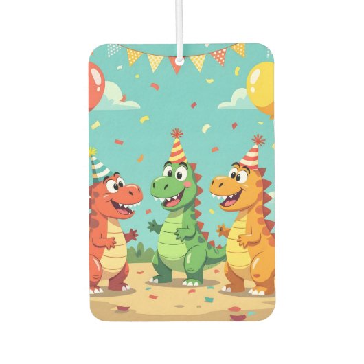 Happy birthday dinosaurs theme autolufterfrischer (Vorderseite)