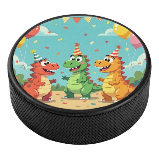 Happy birthday dinosaurs theme eishockey puck (3/4)