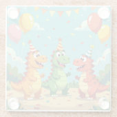 Happy birthday dinosaurs theme glasuntersetzer (Rückseite)