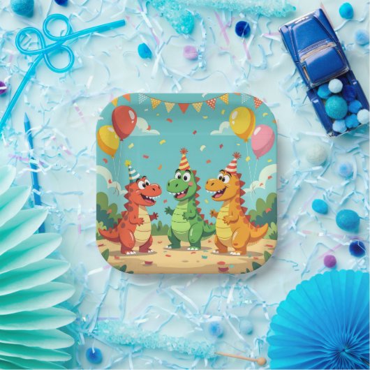 Happy birthday dinosaurs theme pappteller (Party)