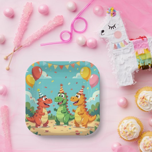 Happy birthday dinosaurs theme pappteller (Party)