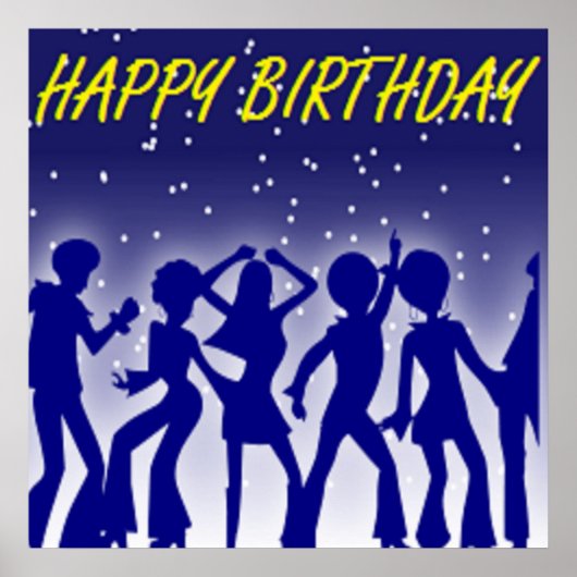 "HAPPY BIRTHDAY" DISCO DANCERS POSTER (Vorne)