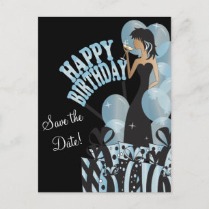 Happy Birthday Diva Girl   DIY Name   Aqua Ankündigungspostkarte