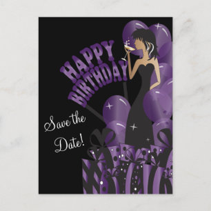 Happy Birthday Diva Girl   DIY Name   LILA Ankündigungspostkarte